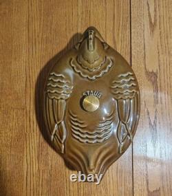 Grande cocotte en fonte Staub de 5 qt avec couvercle, rôtissoire d'occasion, rare