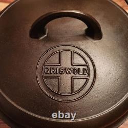 Griswold 1278 Faitout en Fonte N°8, Grand Logo en Bloc, Couvercle avec Logo Bouton, vers 1950