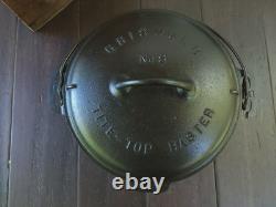 Griswold #8 Faitout en Fonte avec Grand Logo en Blocs et Couvercle Assorti Rénové