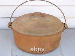 Griswold Grande Logo Fonte #10 Cocotte Hollandaise Erie 835 avec Couvercle 2553 + Trivet, 1920