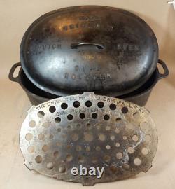 Griswold N° 7 Rôtissoire Ovale Faitout en Fonte Couvercle 647 & 648A avec Trivet 276