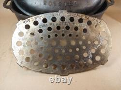 Griswold N° 7 Rôtissoire Ovale Faitout en Fonte Couvercle 647 & 648A avec Trivet 276