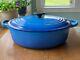 Le Creuset #27 Cocotte Ovale En Fonte émaillée Bleu Marseille 3.5 Qt NettoyÉ