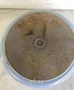 LE CREUSET 3,5 Quart Cocotte Bleue Claire Avec Couvercle #22 Couleur Rare