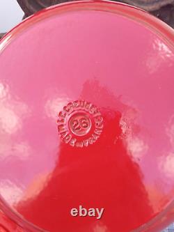 LE CREUSET ROUGE / Flamme 5,5 QT #26 COCOTTE RONDE EN FER ÉMAILLÉ AVEC COUVERCLE EN FONTRE DE FRANCE