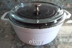 LN Staub La Coccotte Ronde #24 Blanche 4Qt Faitout Ronde en Fonte avec Couvercle en Verre LN Staub La Coccotte Ronde #24 Blanche 4Qt Faitout Ronde en Fonte avec Couvercle en Verre