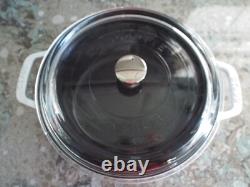 LN Staub La Coccotte Ronde #24 Blanche 4Qt Faitout Ronde en Fonte avec Couvercle en Verre