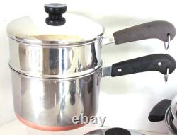 LOT DE FOUR À FOND ROND VINTAGE REVERE WARE PRÉ 68 DE 6 QT, 3 QT AVEC VAPEUR, 1 1/2 QT AVEC DB