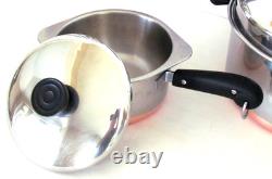 LOT DE FOUR À FOND ROND VINTAGE REVERE WARE PRÉ 68 DE 6 QT, 3 QT AVEC VAPEUR, 1 1/2 QT AVEC DB