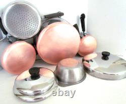 LOT DE FOUR À FOND ROND VINTAGE REVERE WARE PRÉ 68 DE 6 QT, 3 QT AVEC VAPEUR, 1 1/2 QT AVEC DB