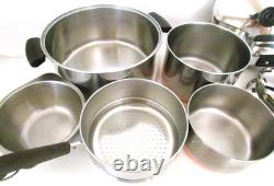 LOT DE FOUR À FOND ROND VINTAGE REVERE WARE PRÉ 68 DE 6 QT, 3 QT AVEC VAPEUR, 1 1/2 QT AVEC DB