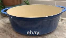La Creuset Cocotte Ovale Doufeu#28 avec Couvercle Gril Marseille Bleu MINT R149
