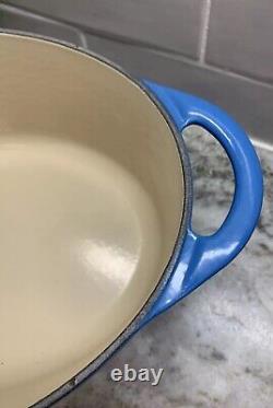 La Creuset Cocotte Ovale Doufeu#28 avec Couvercle Gril Marseille Bleu MINT R149
