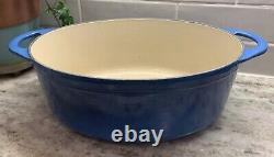 La Creuset Cocotte Ovale Doufeu#28 avec Couvercle Gril Marseille Bleu MINT R149