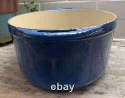 La Creuset Cocotte Ovale Doufeu#28 avec Couvercle Gril Marseille Bleu MINT R149