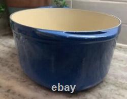 La Creuset Cocotte Ovale Doufeu#28 avec Couvercle Gril Marseille Bleu MINT R149
