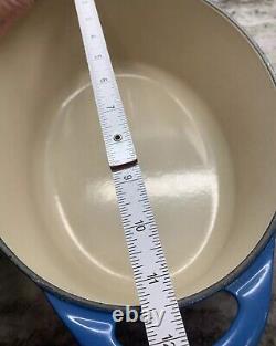 La Creuset Cocotte Ovale Doufeu#28 avec Couvercle Gril Marseille Bleu MINT R149