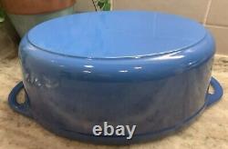 La Creuset Cocotte Ovale Doufeu#28 avec Couvercle Gril Marseille Bleu MINT R149