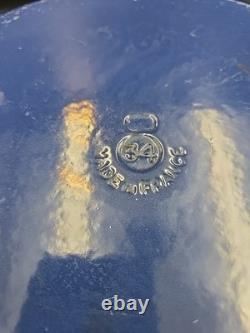 Le Creuset #34 Cocotte en Fonte Émaillée 13,25 Qt Ronde, Bleue à Double Poignée