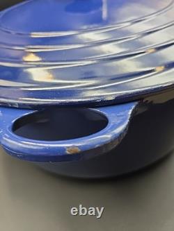 Le Creuset #34 Cocotte en Fonte Émaillée 13,25 Qt Ronde, Bleue à Double Poignée