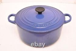 Le Creuset 3,5 litres Blue Fonte Pot Dutch Oven France #22 Avec Couvercle