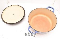 Le Creuset 3,5 litres Blue Fonte Pot Dutch Oven France #22 Avec Couvercle