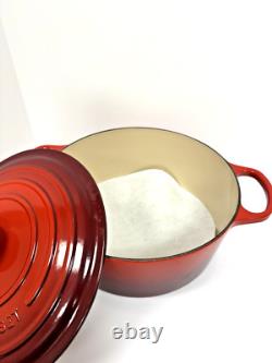 Le Creuset 7,25 Qt 11 #28 Faitout Rond en Fonte Cerise Rouge JAMAIS UTILISÉ