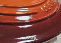 Le Creuset Cayenne 22 cm 3,5 Qt CLASSIC Cocotte Ronde BOUTON EN ACIER Rare NIB