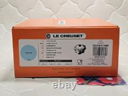 Le Creuset Cocotte Fleur Blue Purist 20 cm 2L Poignée Argent NIB