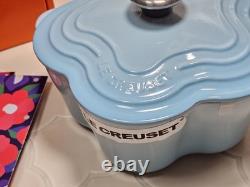 Le Creuset Cocotte Fleur Blue Purist 20 cm 2L Poignée Argent NIB