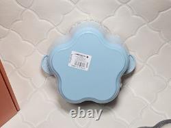 Le Creuset Cocotte Fleur Blue Purist 20 cm 2L Poignée Argent NIB