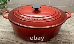 Le Creuset Cocotte Ovale Classique Rouge Cerise 8 Qt. #33 EUC Rare