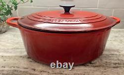 Le Creuset Cocotte Ovale Classique Rouge Cerise 8 Qt. #33 EUC Rare