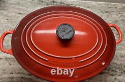 Le Creuset Cocotte Ovale Classique Rouge Cerise 8 Qt. #33 EUC Rare