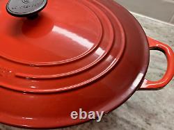 Le Creuset Cocotte Ovale Classique Rouge Cerise 8 Qt. #33 EUC Rare