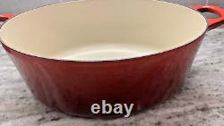 Le Creuset Cocotte Ovale Classique Rouge Cerise 8 Qt. #33 EUC Rare