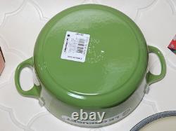 Le Creuset Cocotte Palm Green 18cm 2Qt en Fonte avec Couvercle Argent Neuf dans sa Boîte