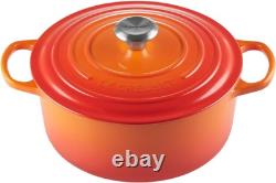 Le Creuset Cocotte Ronde Émaillée en Fonte Signature avec Couvercle 5-1/2 Quarts Flame