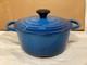 Le Creuset Cocotte En Fonte Émaillée #18 à Double Poignée Avec Couvercle Bleue France