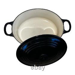 Le Creuset Cocotte ovale en fonte émaillée noire n° 25 avec couvercle 3,5 litres