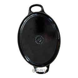 Le Creuset Cocotte ovale en fonte émaillée noire n° 25 avec couvercle 3,5 litres