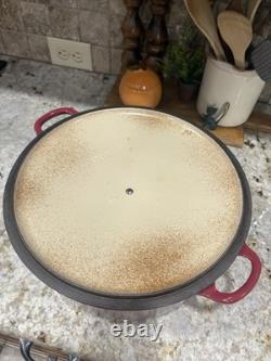 Le Creuset Cocotte ronde en fonte émaillée rouge de 7,25 pintes avec couvercle, France n° 30