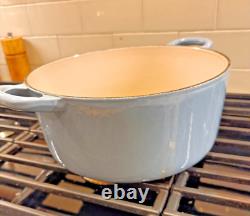 Le Creuset D #22 Cocotte en fonte émaillée gris-bleu clair 3 1/2 QT EUC