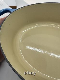 Le Creuset Faitout Ovale #27 Bleu en Fonte 4,25Qt Casserole Couvercle France Utilisé Propre