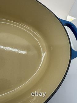 Le Creuset Faitout Ovale #27 Bleu en Fonte 4,25Qt Casserole Couvercle France Utilisé Propre