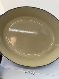 Le Creuset Faitout Ovale #27 Bleu en Fonte 4,25Qt Casserole Couvercle France Utilisé Propre