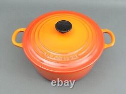 Le Creuset France #22 Cocotte en fonte émaillée orange flamme avec couvercle 3,5 litres