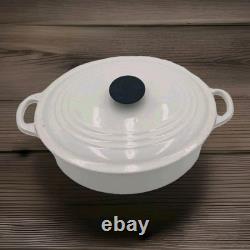 Le Creuset France Cocotte Ovale Four Hollandais #27 Blanc Fonte 4,5 Quart Couvercle