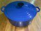 Le Creuset N° 28 Cocotte Ronde Bleue 7 1/4 Quart Avec Couvercle En Fonte De 7,25, Beau