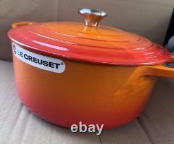 Le Creuset Signature Cocotte Ronde en Fonte Émaillée 7,25 Qt Orange Flamme